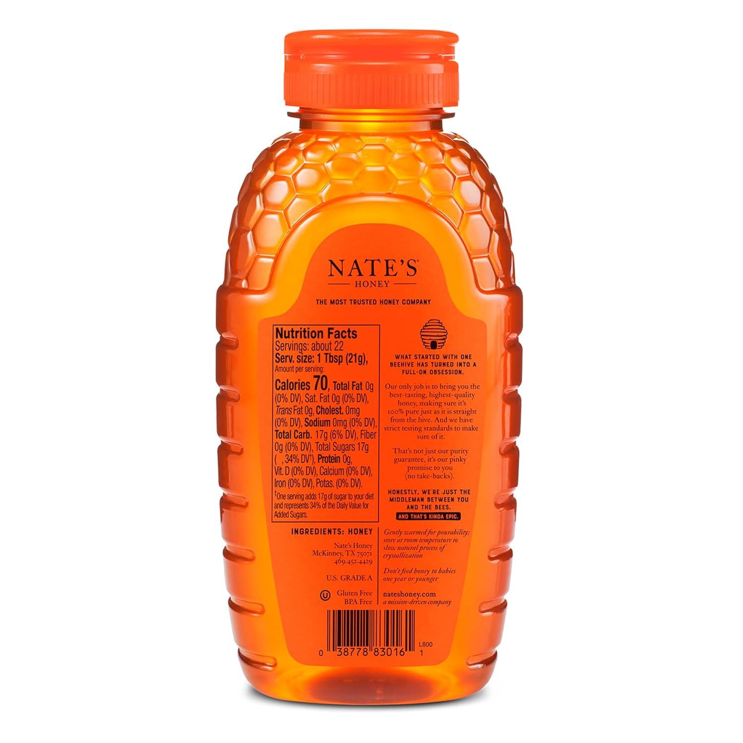 image:imageNates 100 Pure Raw amp Unfiltered Honey NoDrip Sustainable Squeeze Pouch Purity Guarantee No Additives 14 OunceBottle