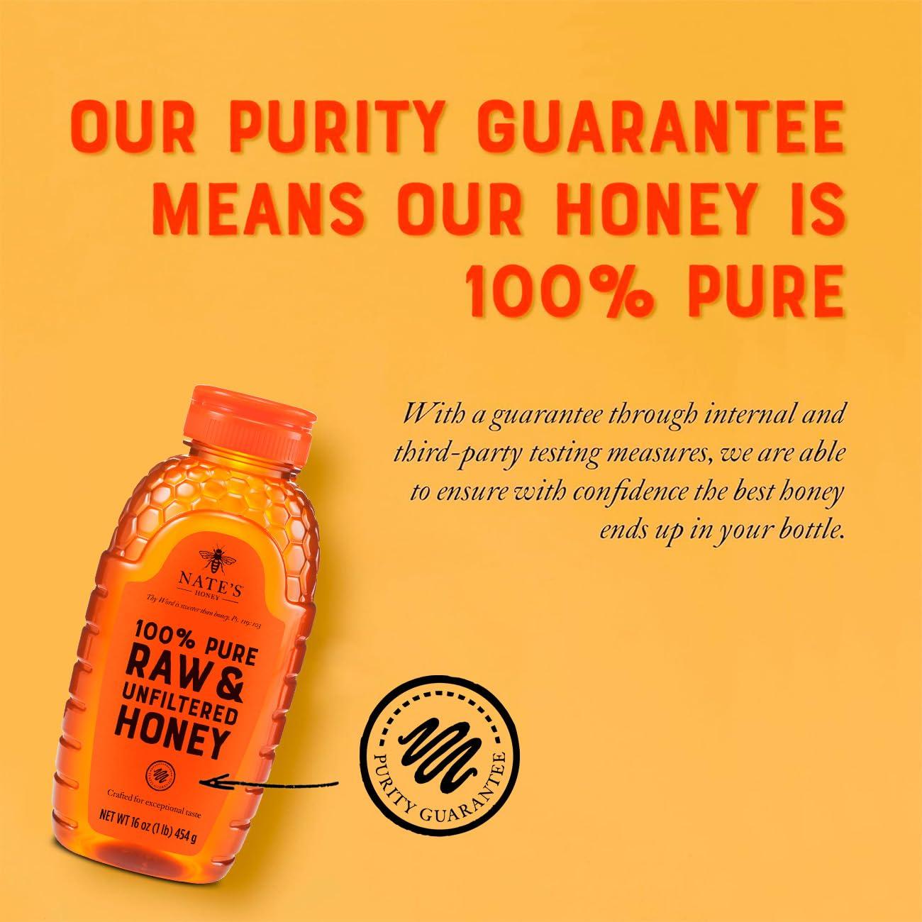 image:imageNates 100 Pure Raw amp Unfiltered Honey NoDrip Sustainable Squeeze Pouch Purity Guarantee No Additives 14 OunceBottle