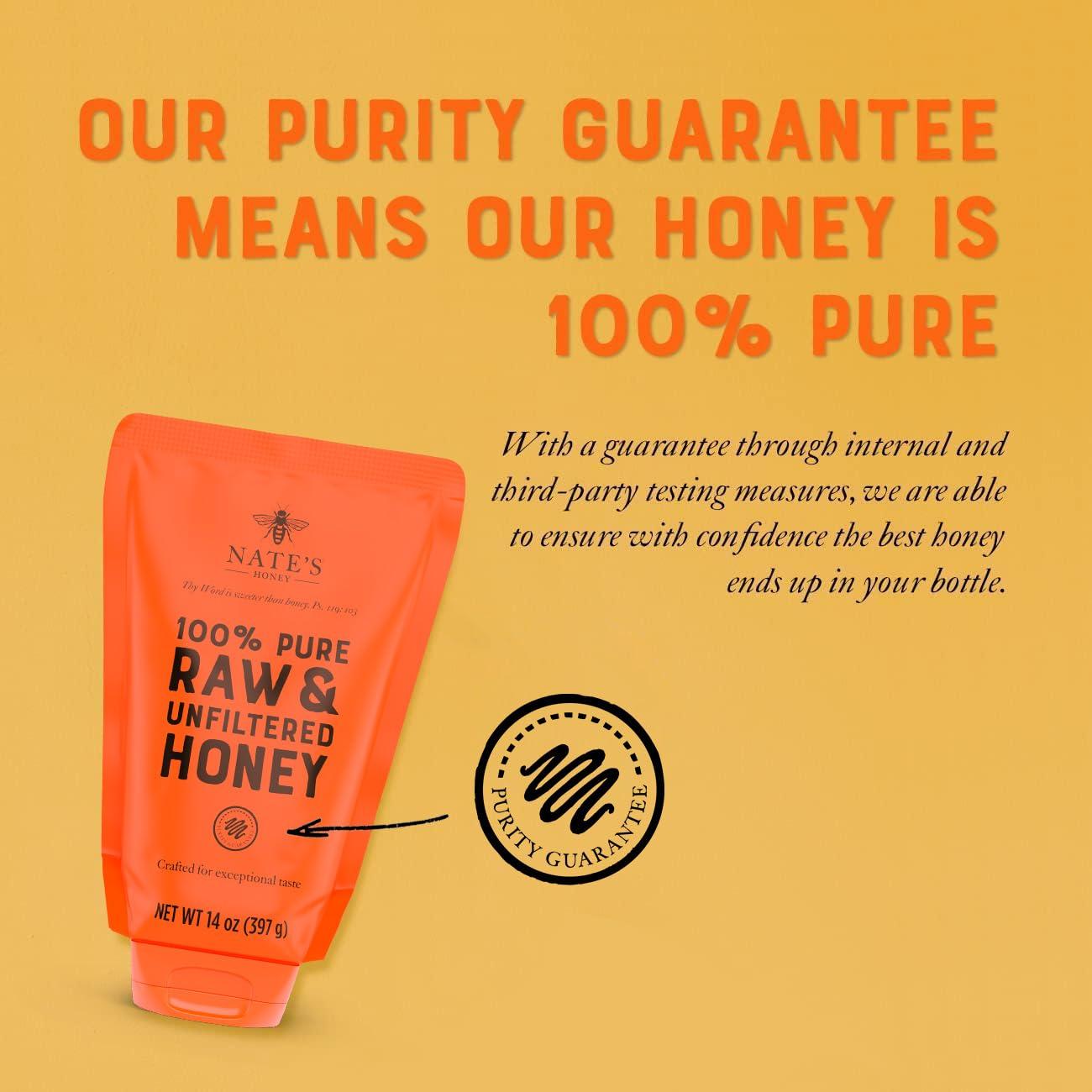 image:imageNates 100 Pure Raw amp Unfiltered Honey NoDrip Sustainable Squeeze Pouch Purity Guarantee No Additives 14 OuncePouch