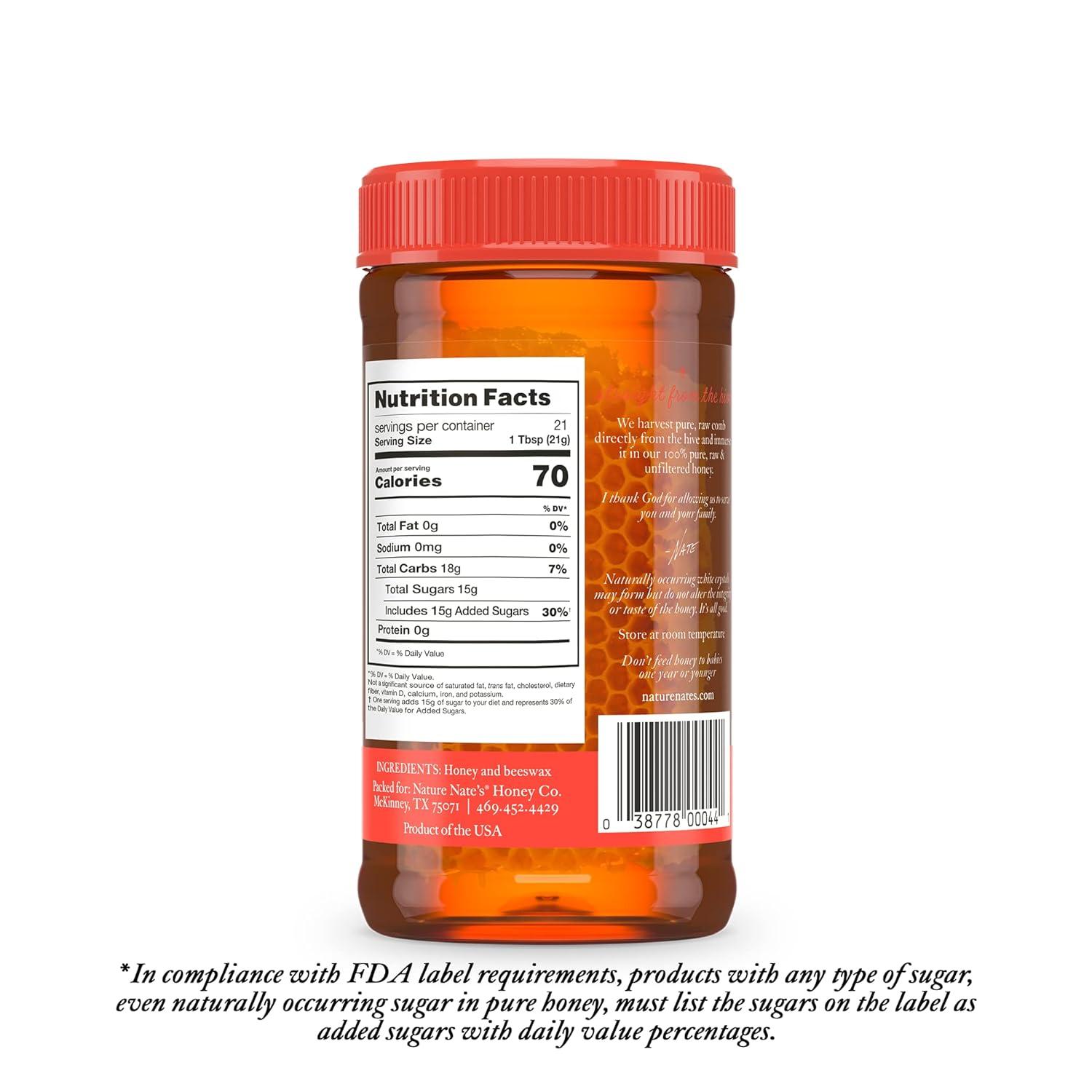 image:imageNates 100 Pure Raw amp Unfiltered Honey and Comb 16oz Jar16 Ounce Pack of 2