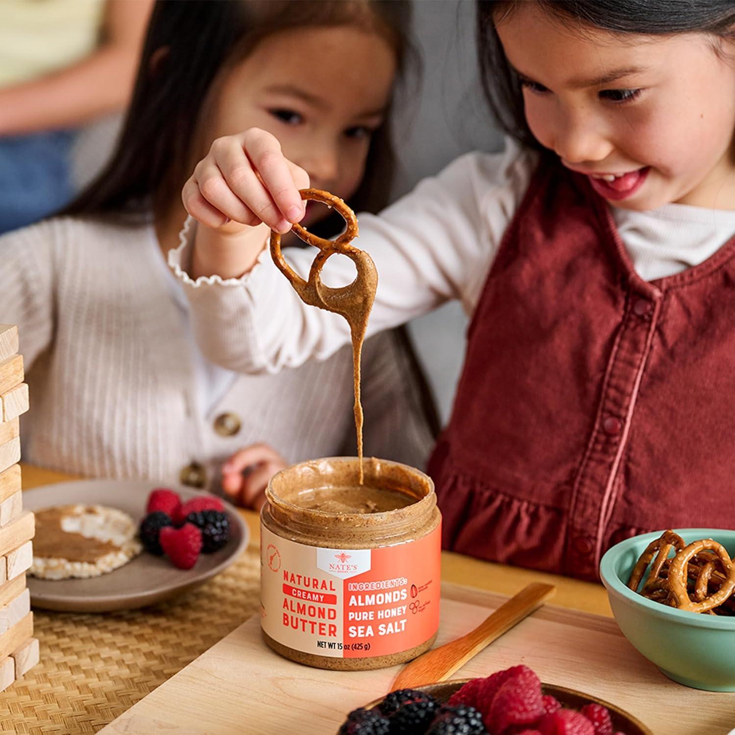 image:imageNates Honey Almond Butter Creamy AllNatural No Palm Oil No Refined Sugar 3 Real Ingredients Sweetened Only with Pure Honey 15 oz Jar
