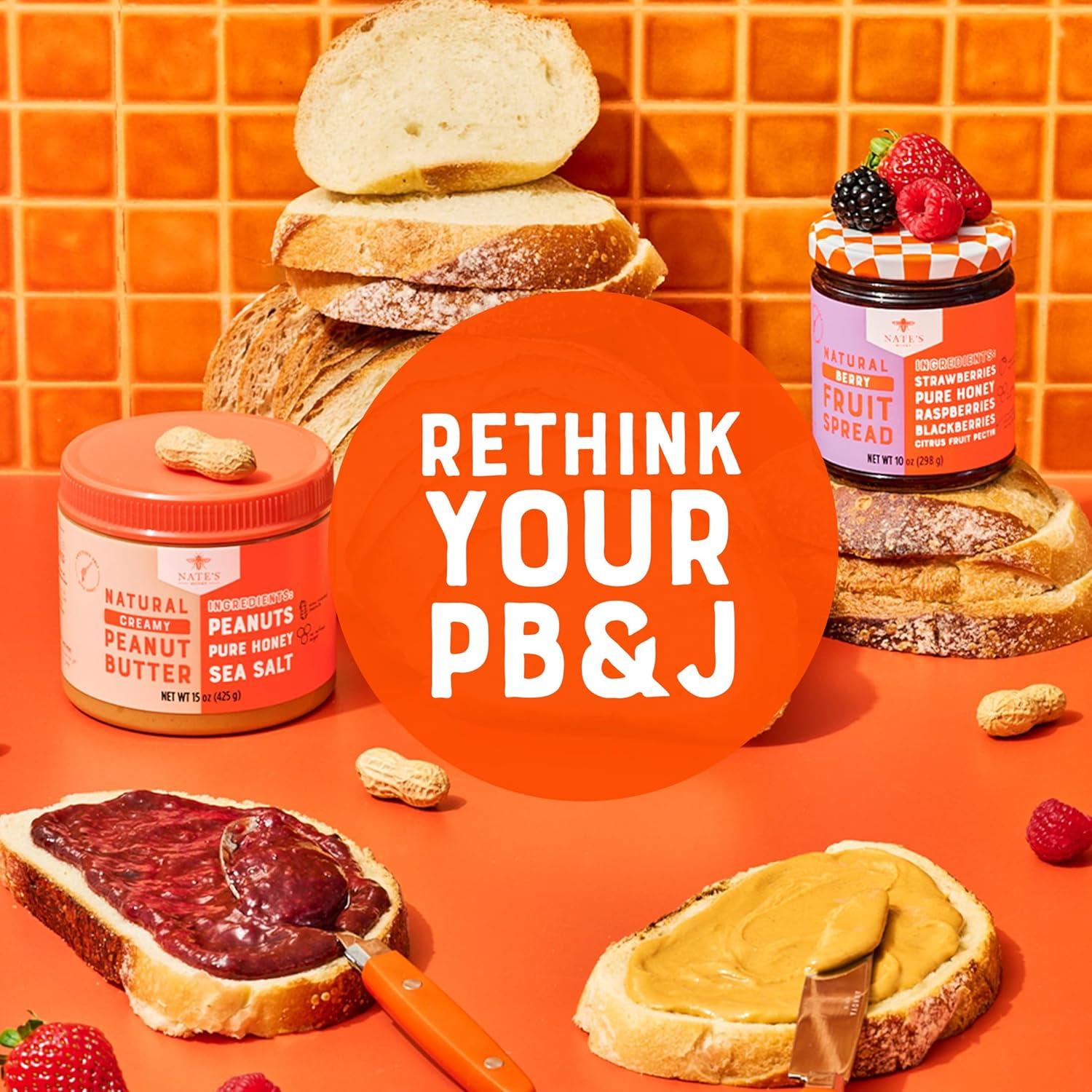 image:imageNates Honey Fruit Spread AllNatural Strawberry Made with Real Strawberries amp No Refined Sugar Sweetened with 100 Pure Honey 10 oz Jar EasytoSpreadMixed Berry