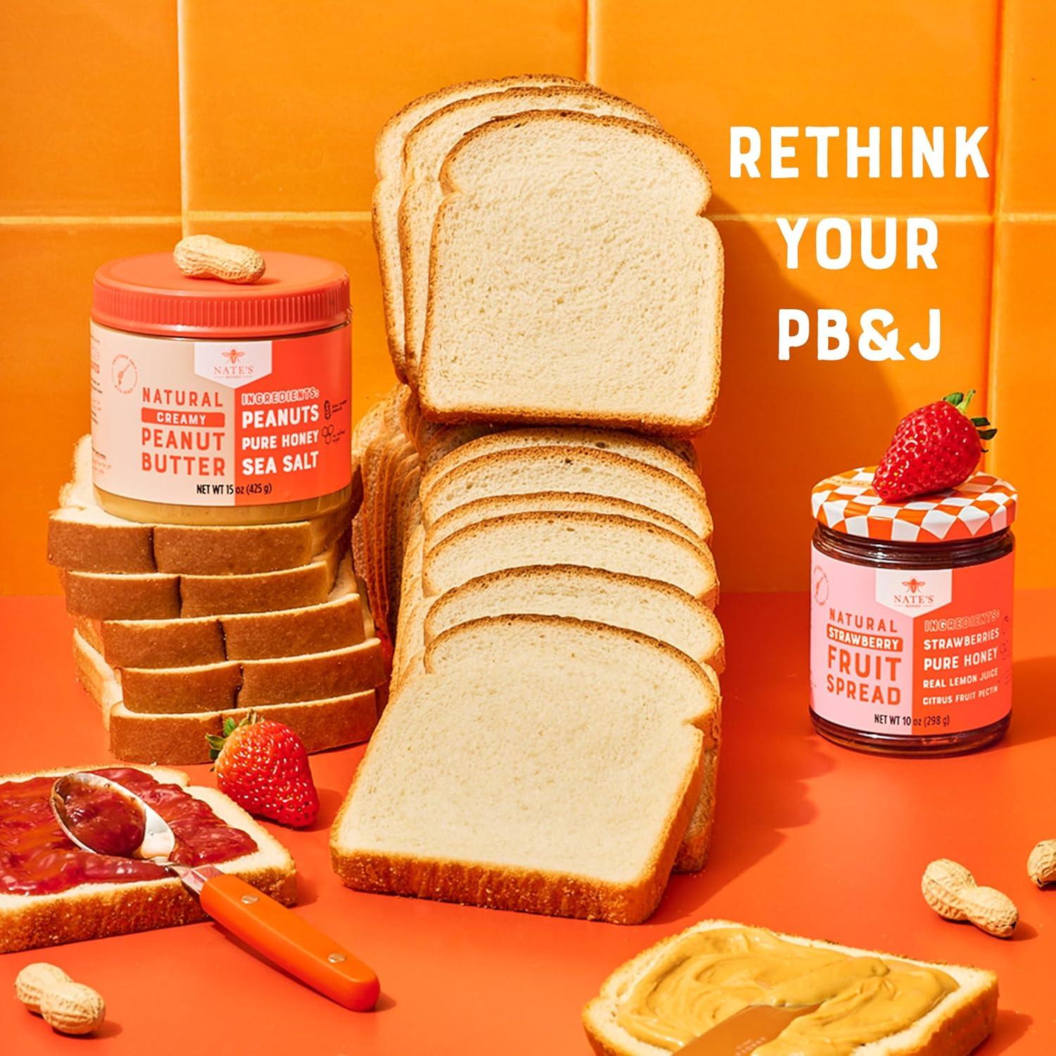 image:imageNates Honey Fruit Spread AllNatural Strawberry Made with Real Strawberries amp No Refined Sugar Sweetened with 100 Pure Honey 10 oz Jar EasytoSpreadStrawberry