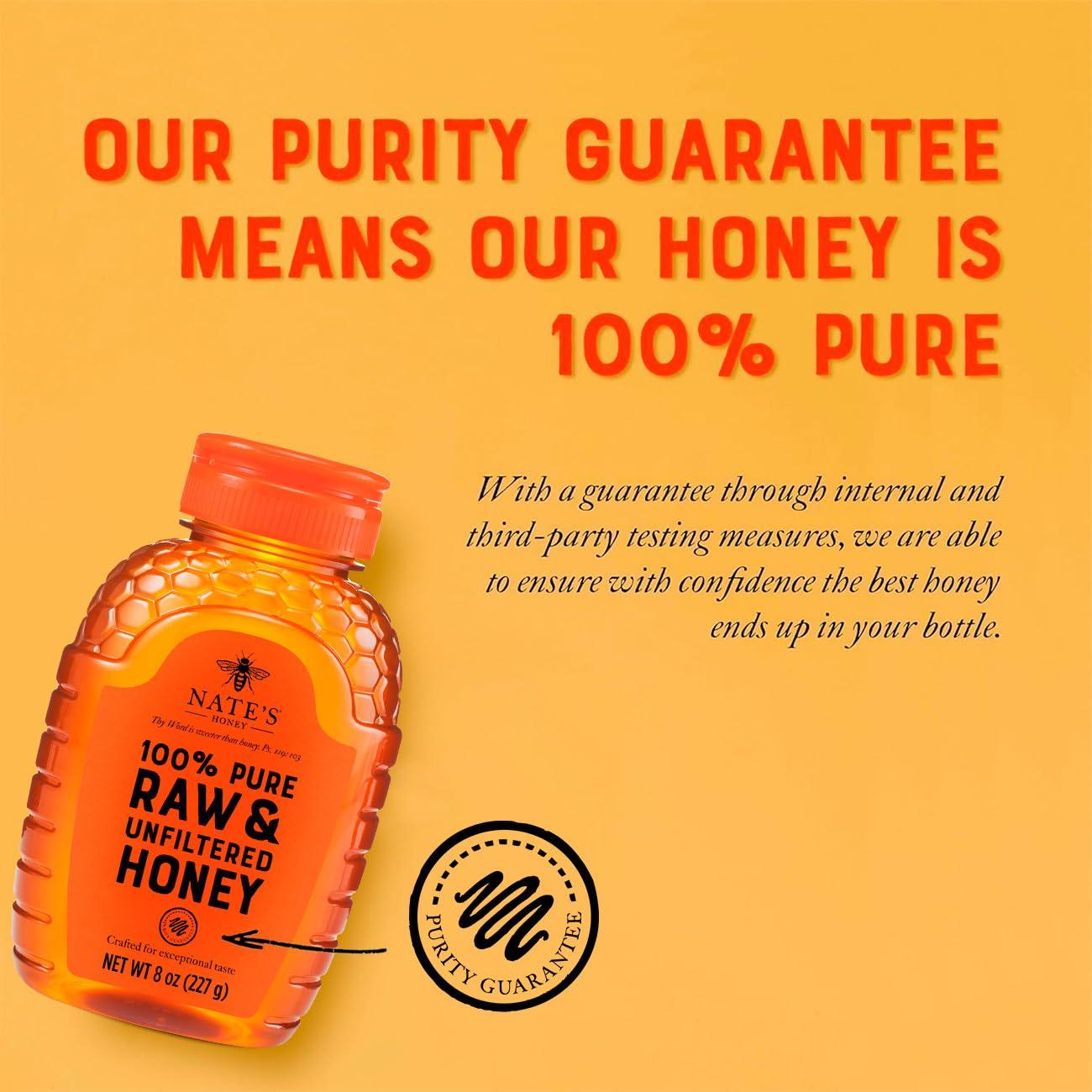 image:imageNature Nates 100 Pure Raw amp Unfiltered Honey AwardWinning Taste 8 oz Squeeze Bottle 4 PackHoney