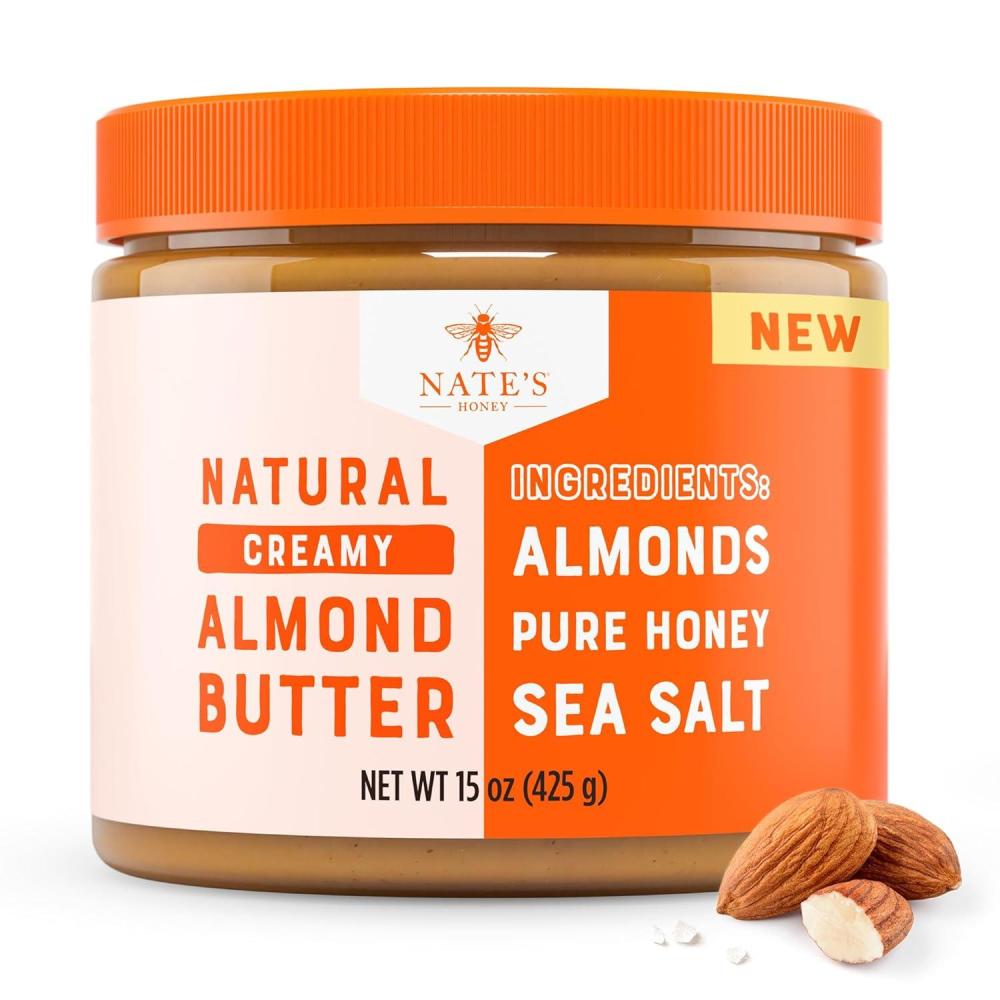 image:imageNates Honey Almond Butter Creamy AllNatural No Palm Oil No Refined Sugar 3 Real Ingredients Sweetened Only with Pure Honey 15 oz Jar
