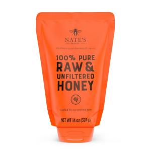 image:imageNates 100 Pure Raw amp Unfiltered Honey NoDrip Sustainable Squeeze Pouch Purity Guarantee No Additives 14 OuncePouch