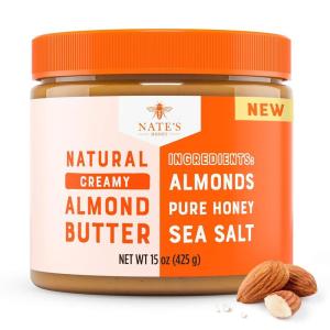 image:imageNates Honey Almond Butter Creamy AllNatural  No Palm Oil No Refined Sugar  3 Real Ingredients Sweetened Only with Pure Honey  15 oz Jar