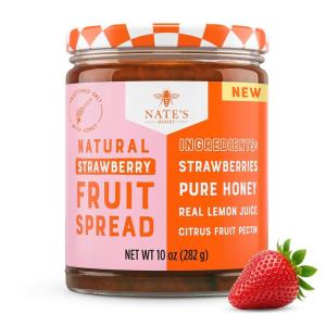 image:imageNates Honey Fruit Spread AllNatural Strawberry  Made with Real Strawberries amp No Refined Sugar  Sweetened with 100 Pure Honey  10 oz Jar  EasytoSpreadStrawberry