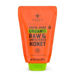 image:imageNates Organic Honey  100 Pure USDA Organic Raw amp Unfiltered Honey  14 oz NoDrip Sustainable Squeeze Pouch  Purity Guarantee No AdditivesPouch