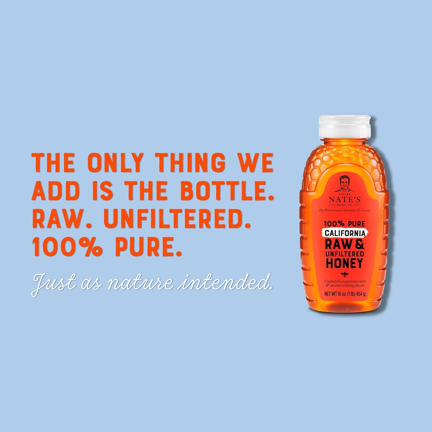 image:imageNates California 100 Pure Raw amp Unfiltered Honey 16 oz Squeeze Bottle Allnatural Sweetener16 Ounce Pack of 2