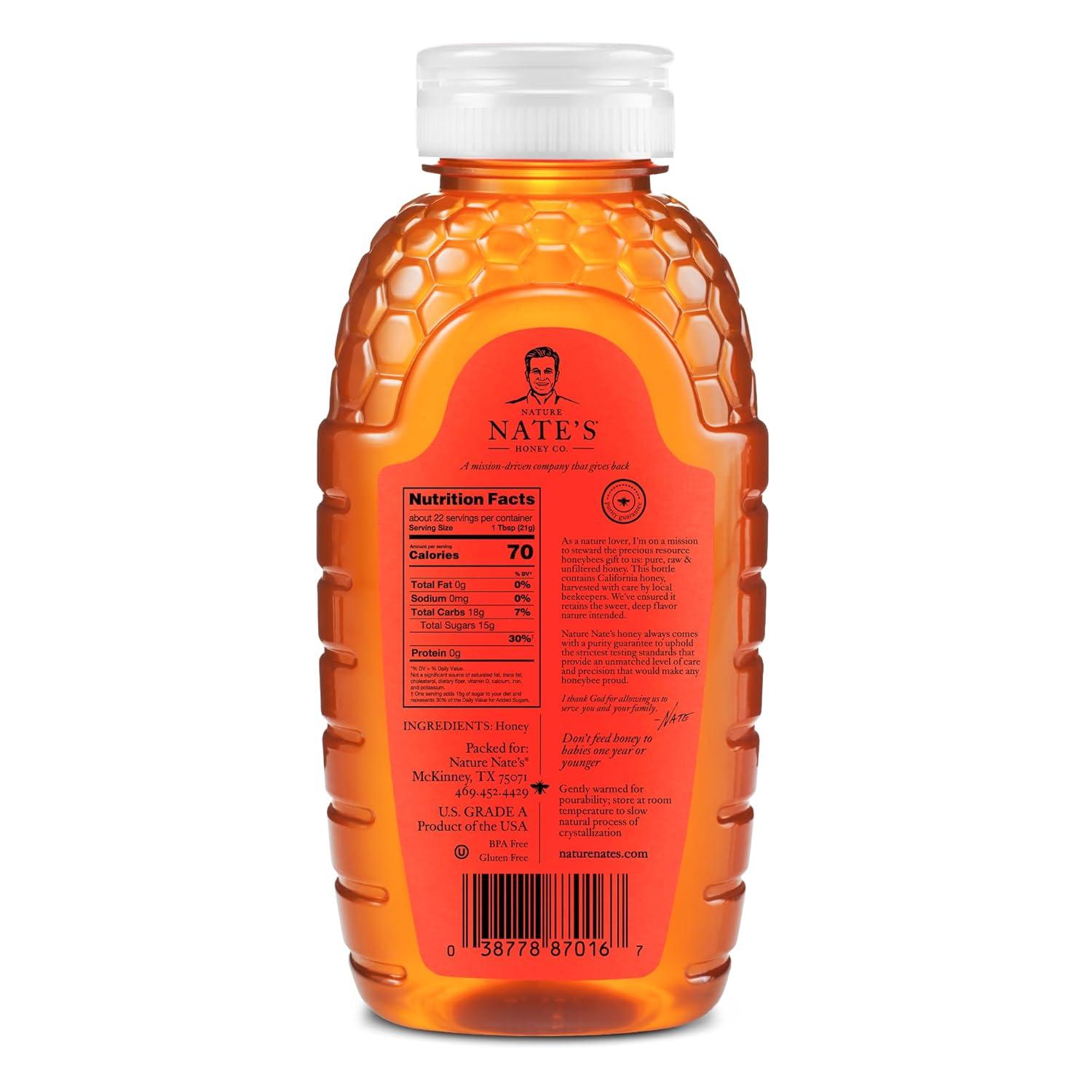 image:imageNates California 100 Pure Raw amp Unfiltered Honey 16 oz Squeeze Bottle Allnatural Sweetener16 Ounce Pack of 2