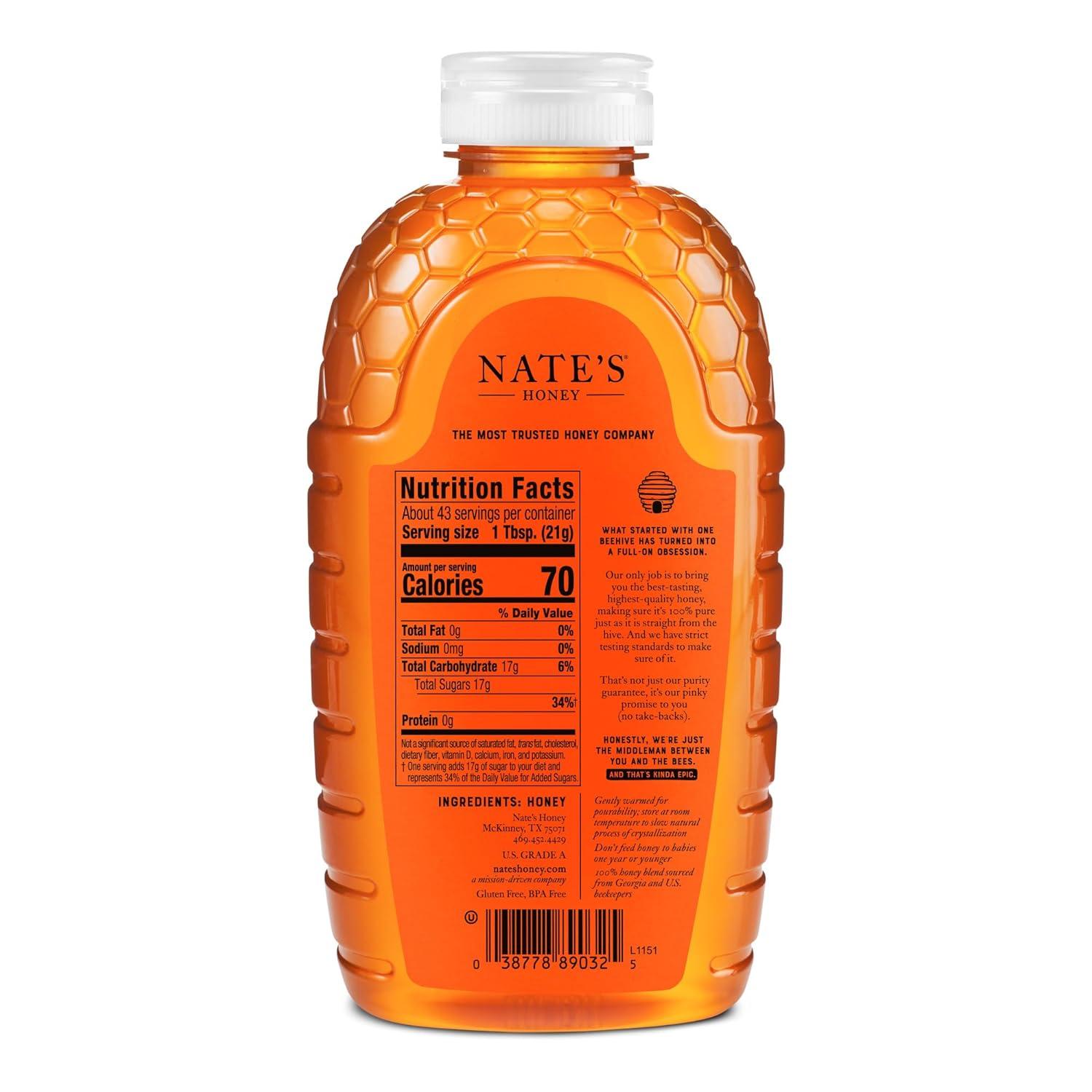 image:imageNates Georgia 100 Pure Raw amp Unfiltered Honey 32 oz Squeeze Bottle Allnatural Sweetener
