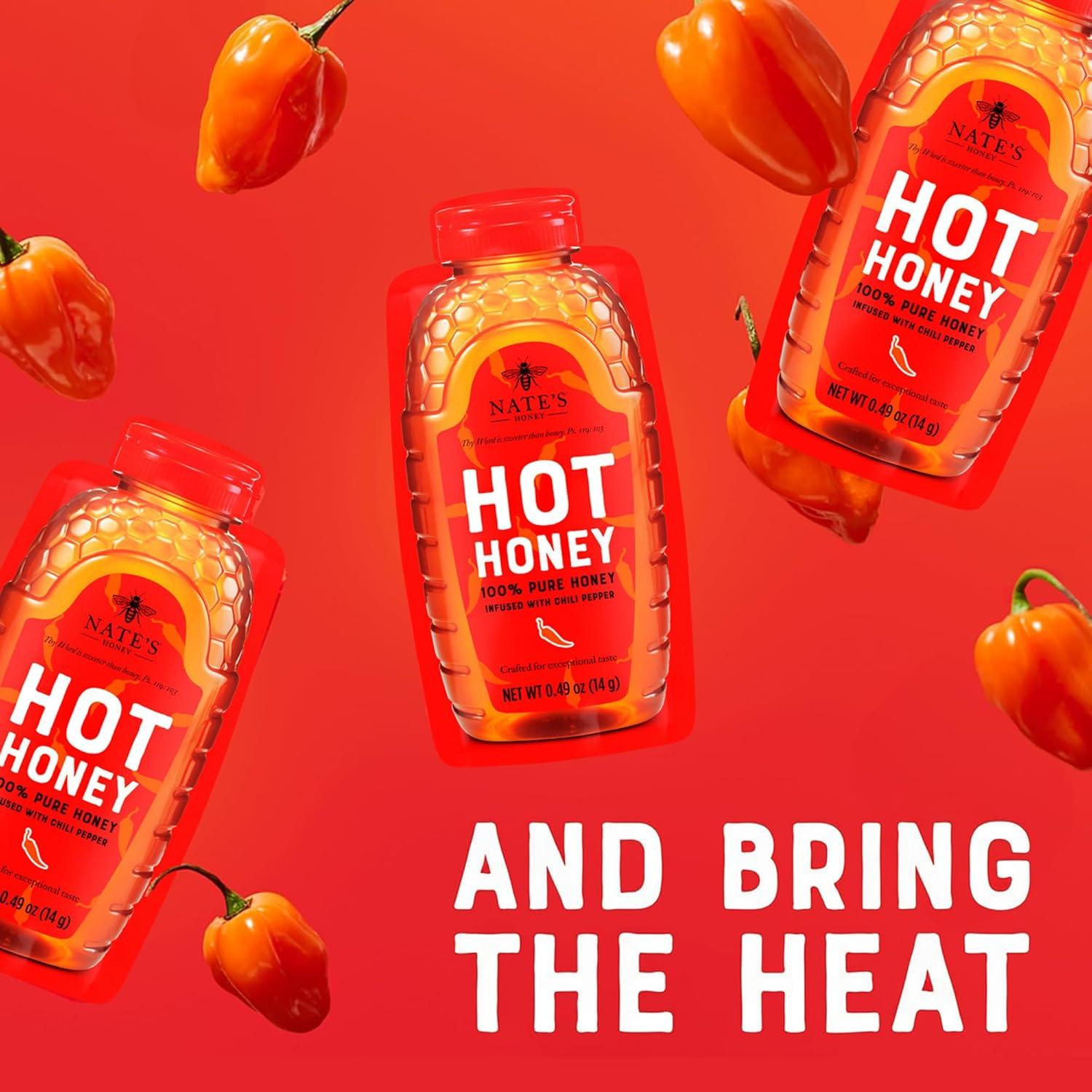 image:imageNates Hot Honey 100 Pure Honey Infused with Habanero Chili Pepper Flakes Awardwinning Taste 8 oz Squeeze Bottle049 Ounce Pack of 20