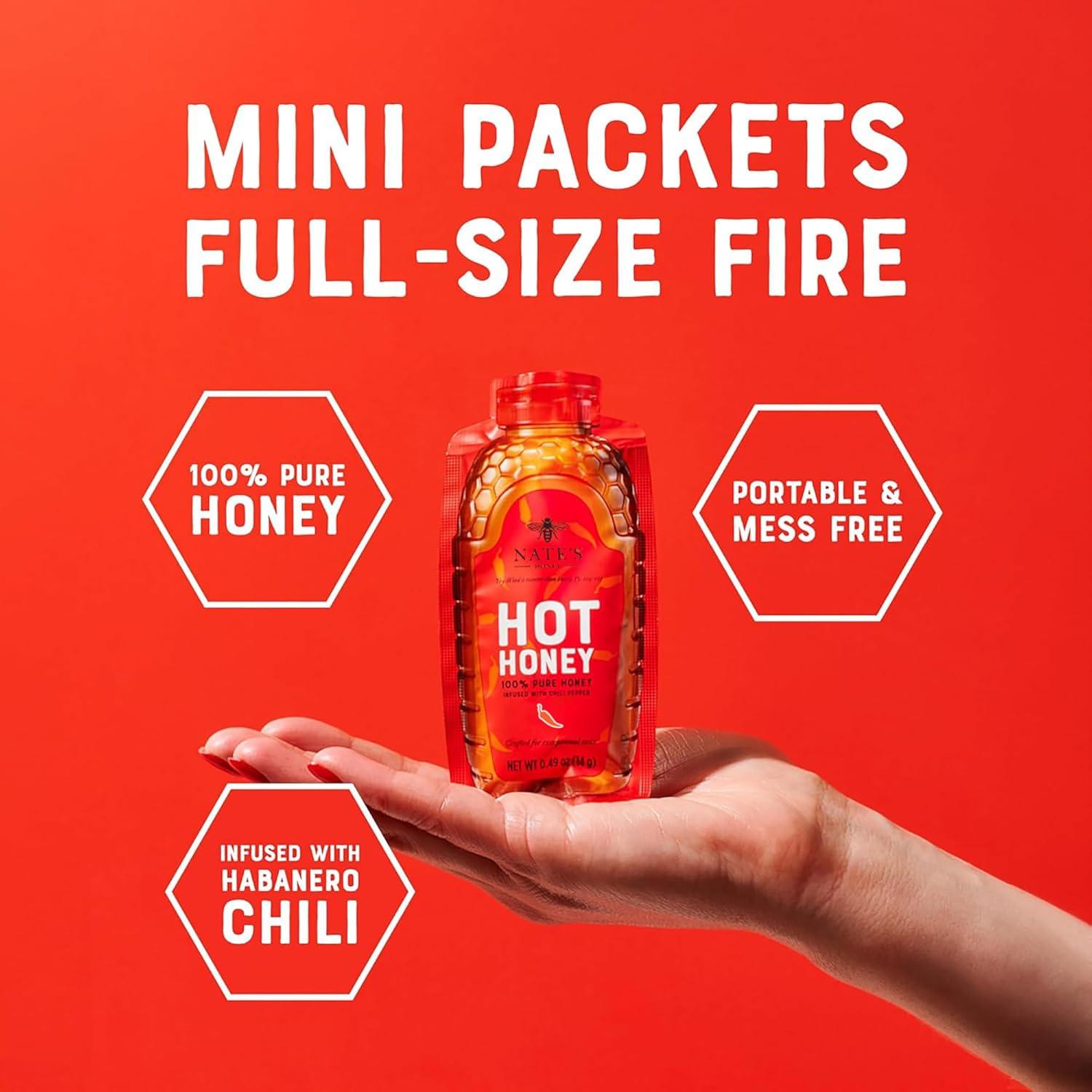image:imageNates Hot Honey 100 Pure Honey Infused with Habanero Chili Pepper Flakes Awardwinning Taste 8 oz Squeeze Bottle049 Ounce Pack of 20