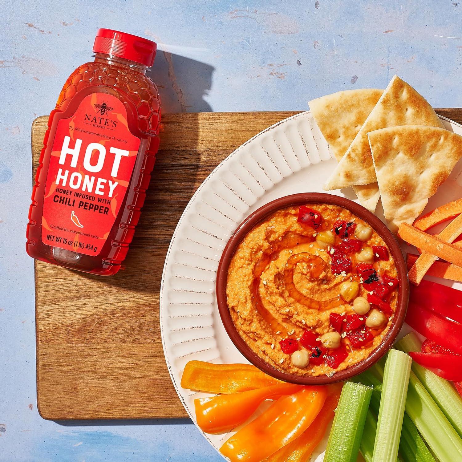 image:imageNates Hot Honey 100 Pure Honey Infused with Habanero Chili Pepper Flakes Awardwinning Taste 8 oz Squeeze Bottle16 Ounce Pack of 1
