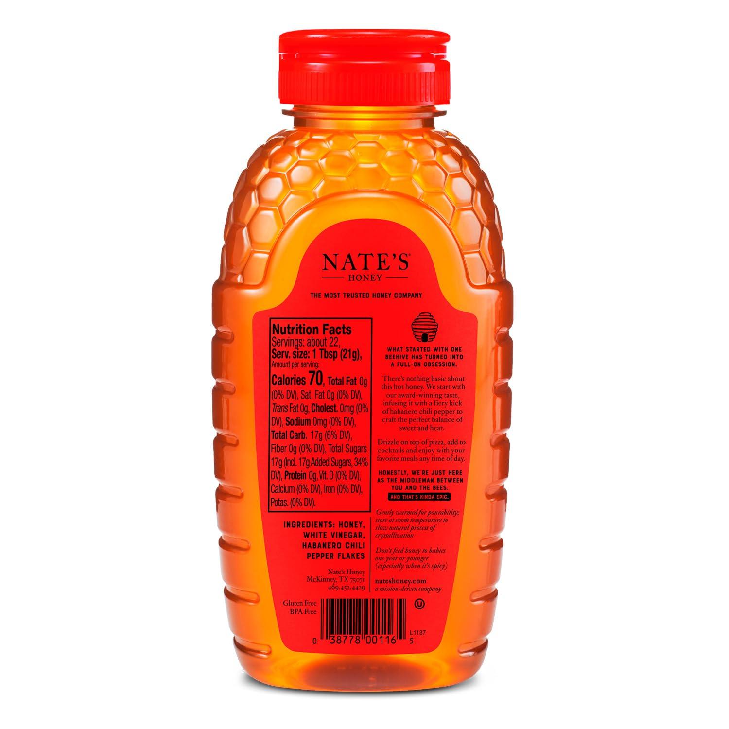 image:imageNates Hot Honey 100 Pure Honey Infused with Habanero Chili Pepper Flakes Awardwinning Taste 8 oz Squeeze Bottle16 Ounce Pack of 1