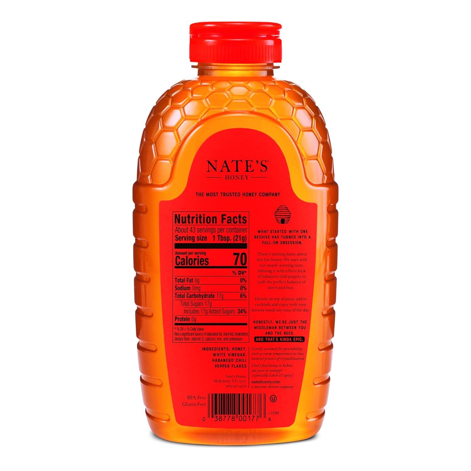 image:imageNates Hot Honey 100 Pure Honey Infused with Habanero Chili Pepper Flakes Awardwinning Taste 8 oz Squeeze Bottle32 Ounce Pack of 1