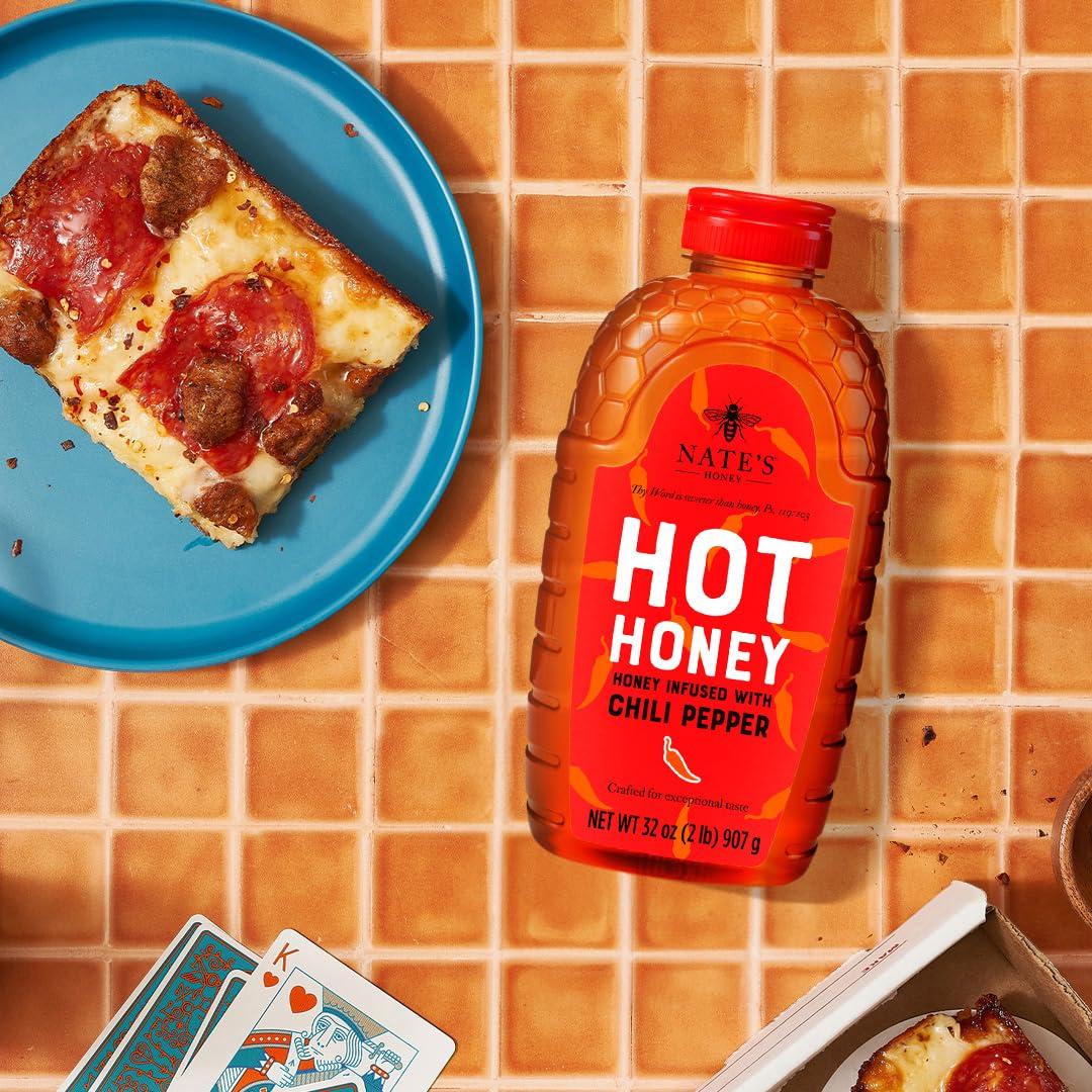 image:imageNates Hot Honey 100 Pure Honey Infused with Habanero Chili Pepper Flakes Awardwinning Taste 8 oz Squeeze Bottle32 Ounce Pack of 1