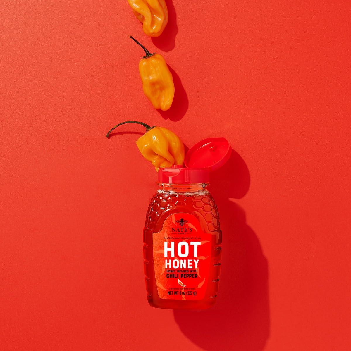 image:imageNates Hot Honey 100 Pure Honey Infused with Habanero Chili Pepper Flakes Awardwinning Taste 8 oz Squeeze Bottle8 Ounce Pack of 1