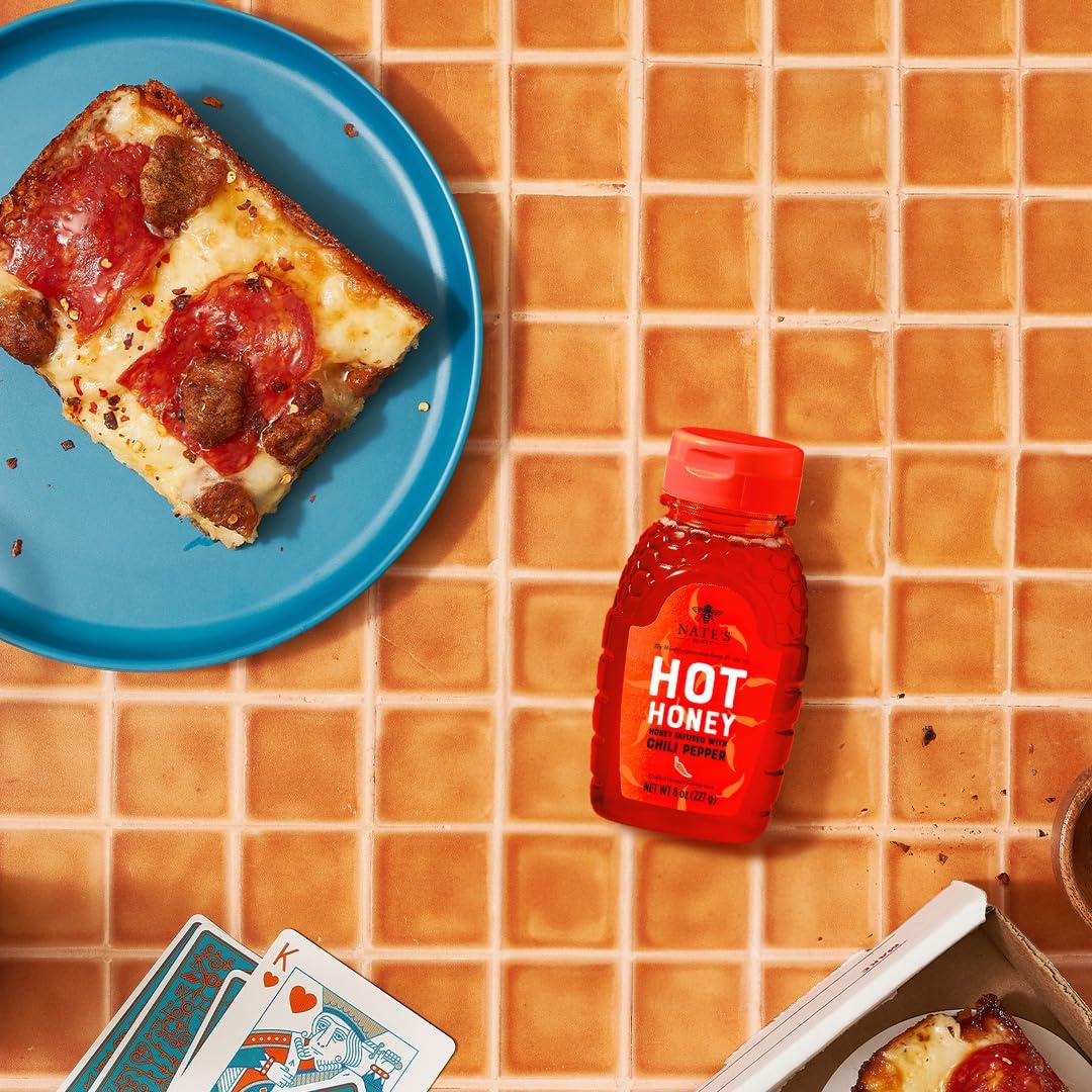 image:imageNates Hot Honey 100 Pure Honey Infused with Habanero Chili Pepper Flakes Awardwinning Taste 8 oz Squeeze Bottle8 Ounce Pack of 1