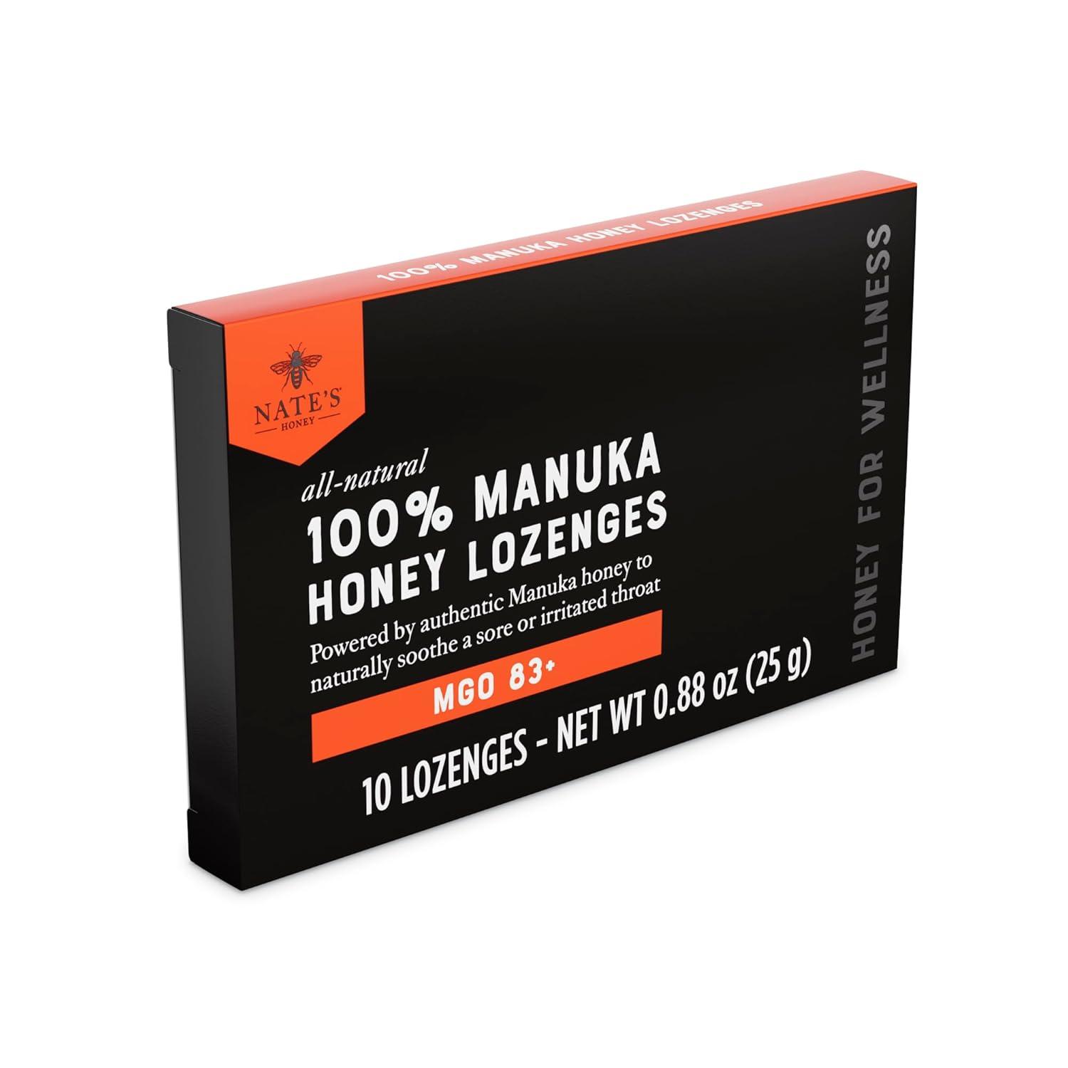 image:imageNates Manuka Honey Lozenges MGO 83  Soothing Throat Lozenges with New Zealand Manuka Honey for Natural Immune Support  10Count Blister Pack