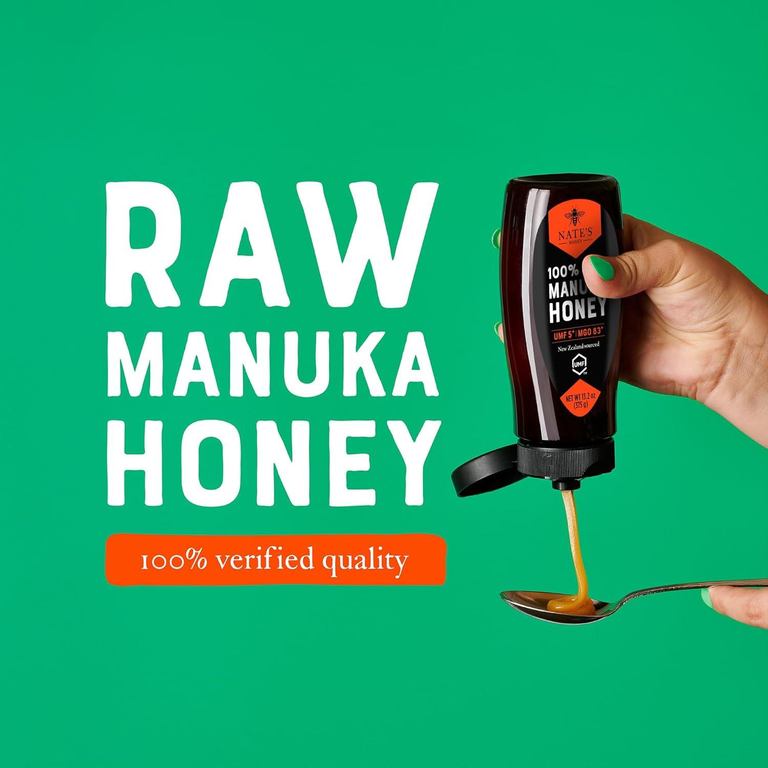image:imageNates Raw Manuka Honey New Zealand MGO 83 UMF Certified 5 132 oz Squeeze BottleMGO 83 UMF Certified 5