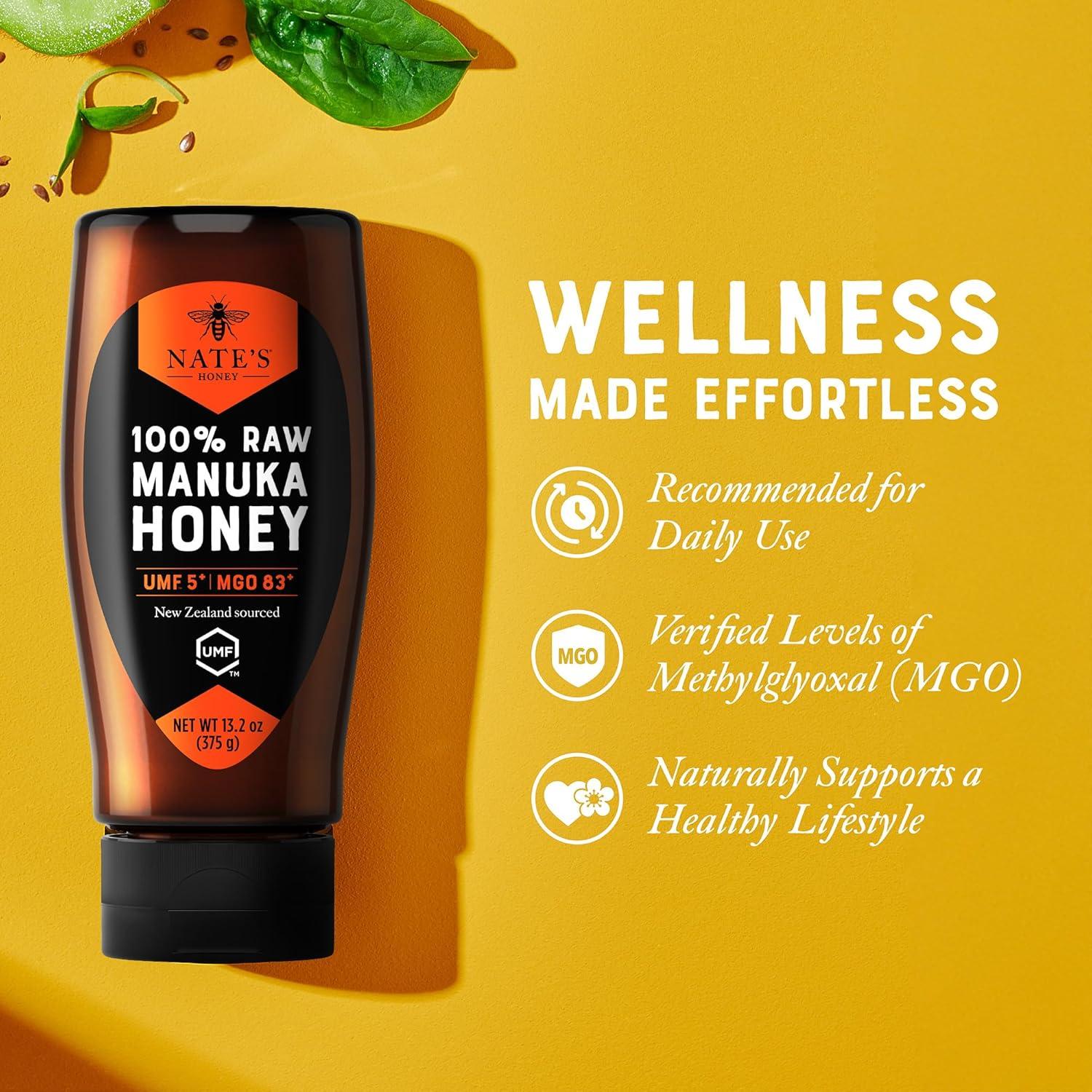 image:imageNates Raw Manuka Honey New Zealand MGO 83 UMF Certified 5 132 oz Squeeze BottleMGO 83 UMF Certified 5