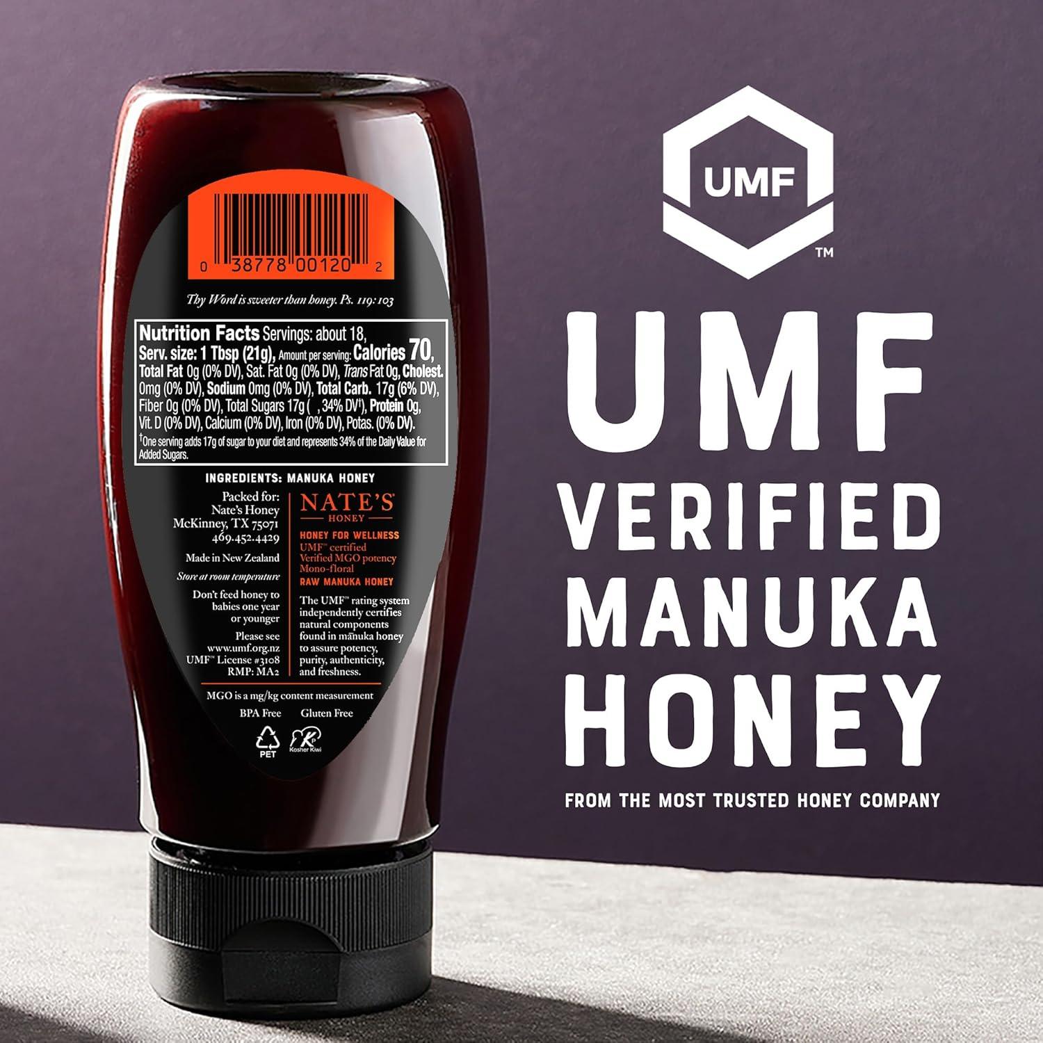 image:imageNates Raw Manuka Honey New Zealand MGO 83 UMF Certified 5 132 oz Squeeze BottleMGO 83 UMF Certified 5