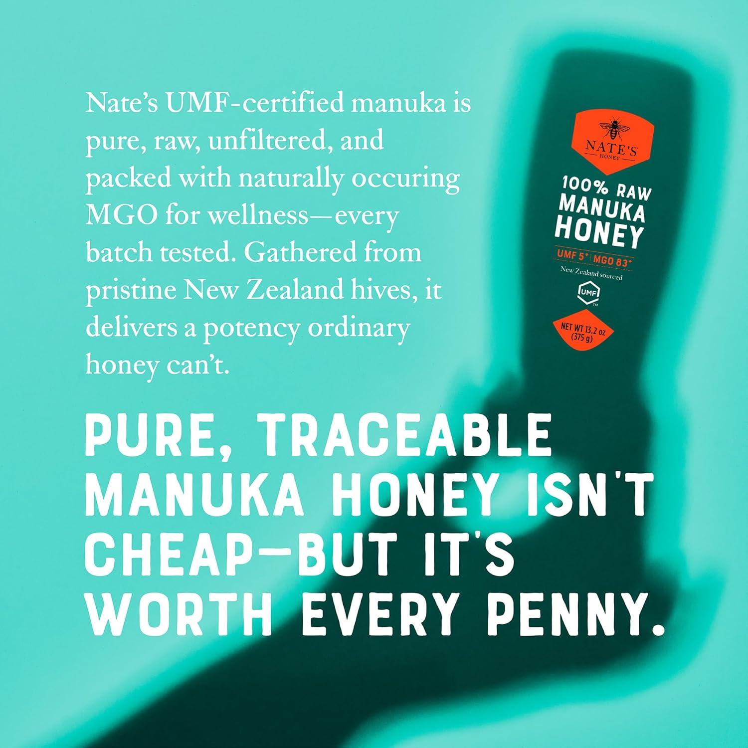 image:imageNates Raw Manuka Honey New Zealand MGO 83 UMF Certified 5 132 oz Squeeze BottleMGO 83 UMF Certified 5