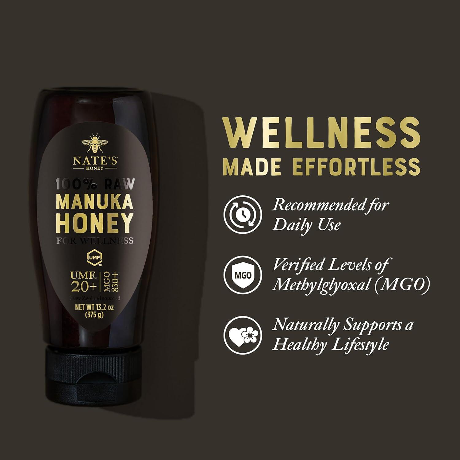 image:imageNates Raw Manuka Honey New Zealand MGO 83 UMF Certified 5 132 oz Squeeze BottleMGO 830 UMF Certified 20