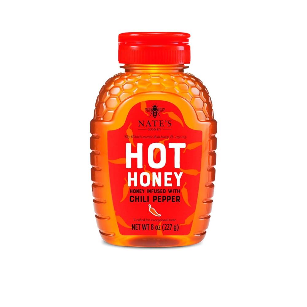 image:imageNates Hot Honey 100 Pure Honey Infused with Habanero Chili Pepper Flakes Awardwinning Taste 8 oz Squeeze Bottle8 Ounce Pack of 1
