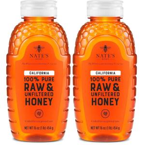 image:imageNates California 100 Pure Raw amp Unfiltered Honey  16 oz Squeeze Bottle  Allnatural Sweetener16 Ounce Pack of 2