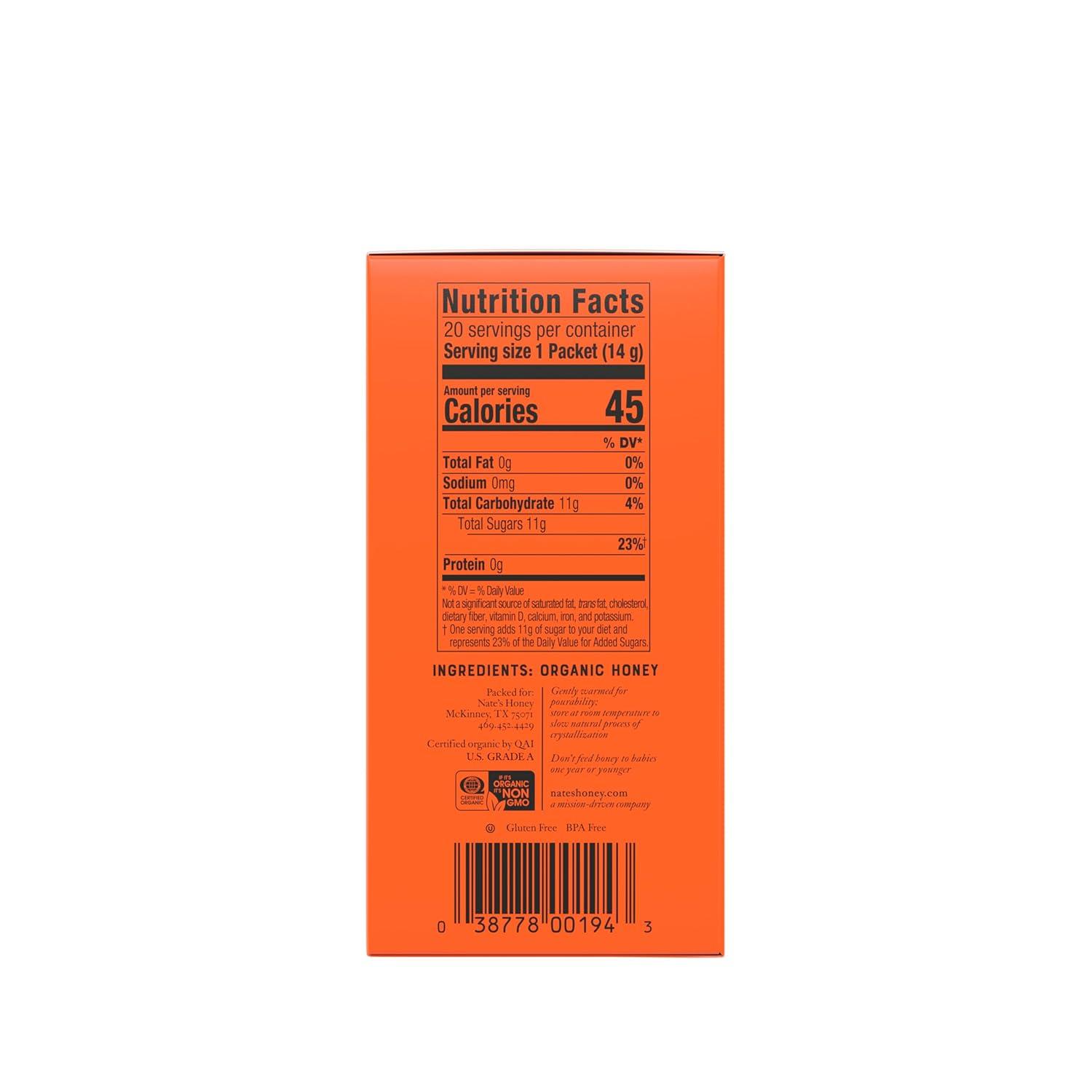 image:imageNates Organic Honey Minis SingleServe Organic 100 Pure Raw amp Unfiltered Honey 20 Count Box USDA Certified Convenient Packs for Travel and Everyday Use 049oz PacketsOrganic Honey