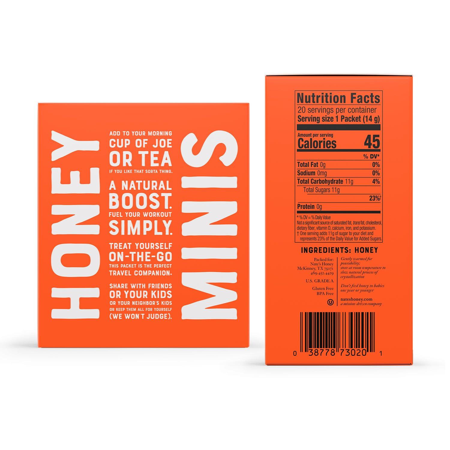 image:imageNates Organic Honey Minis SingleServe Organic 100 Pure Raw amp Unfiltered Honey 20 Count Box USDA Certified Convenient Packs for Travel and Everyday Use 049oz PacketsClassic Honey