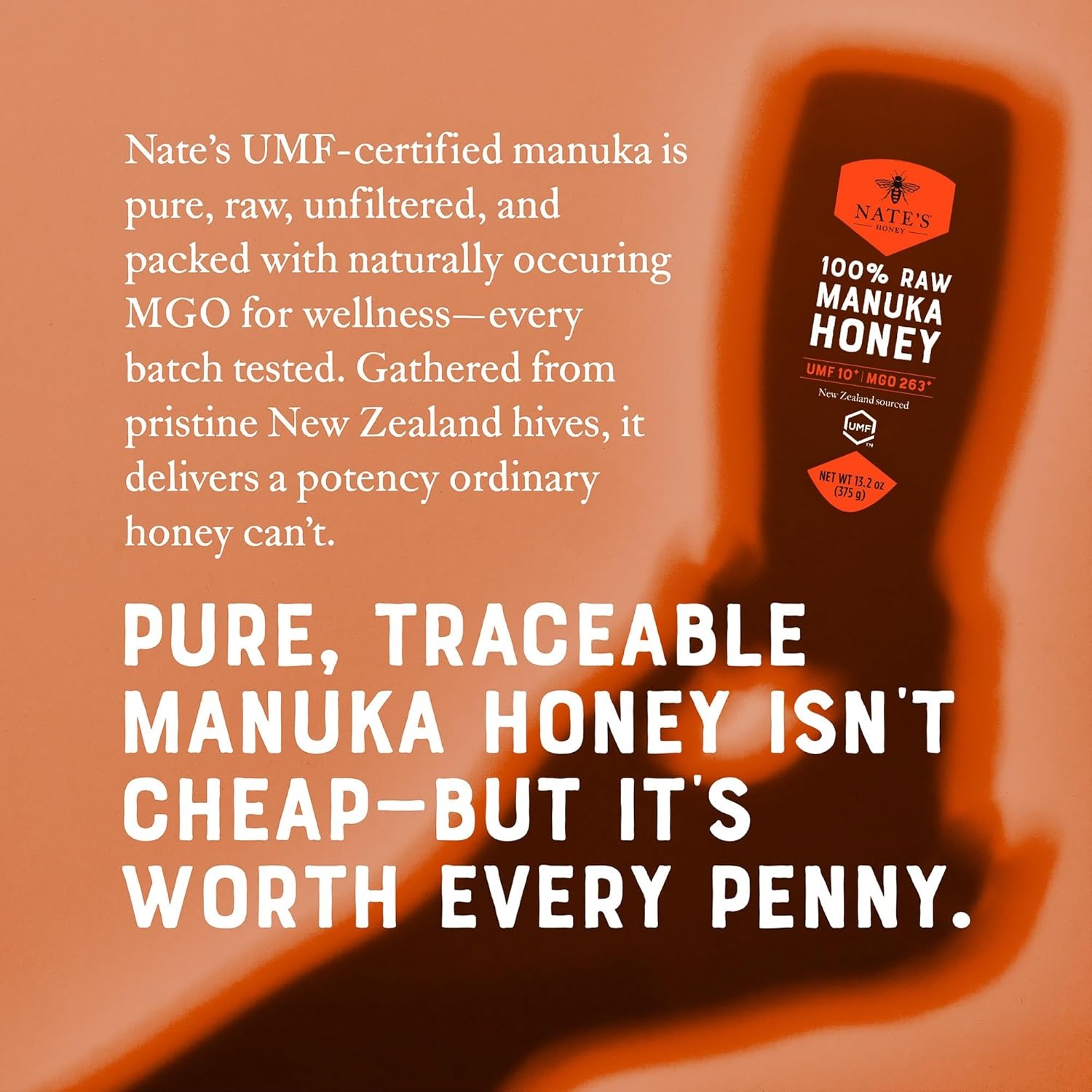 image:imageNates Organic Manuka Honey MGO 300 UMF 11 132 oz Squeeze Bottle USDA Certified OrganicMGO 263 UMF Certified 10