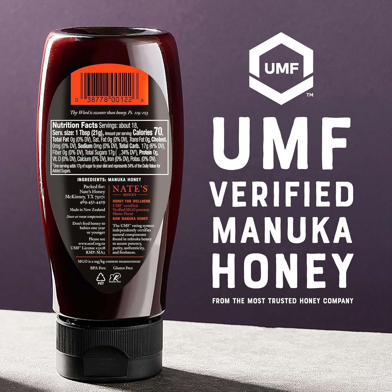 image:imageNates Organic Manuka Honey MGO 300 UMF 11 132 oz Squeeze Bottle USDA Certified OrganicMGO 263 UMF Certified 10