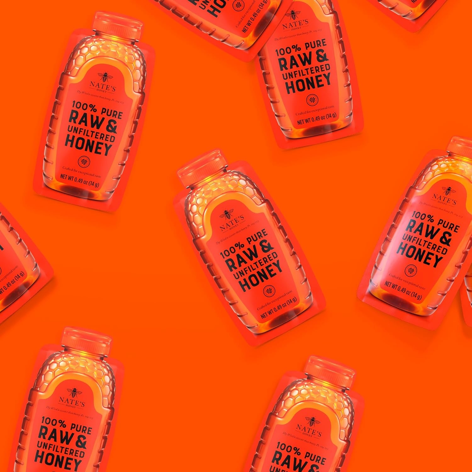 image:imageNates Honey Minis SingleServe 100 Pure Raw amp Unfiltered Honey 049oz Packets 40ct Resealable Bag049 Ounce Pack of 20
